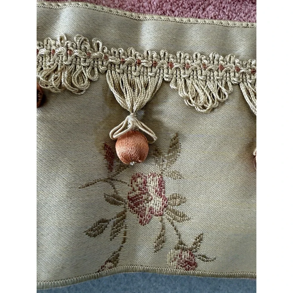 VTG Avanti 6 Piece Pink Decorative Towel Set Floral Jacquard Tassel Fringe